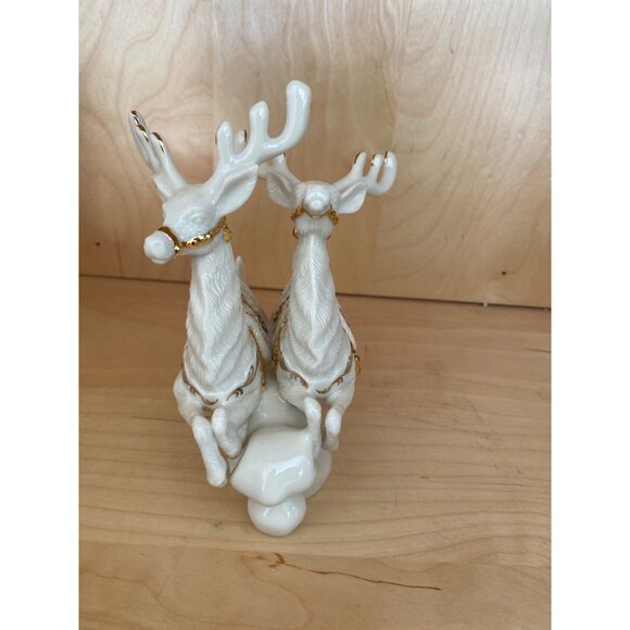 Lenox Dash Away All Reindeer – Dasher & Dancer – 24K Gold Porcelain MINT - Picture 3 of 9